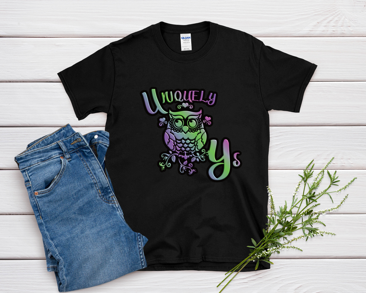 Custom printed unisex short sleeve t-shirt by Uniquely Ys