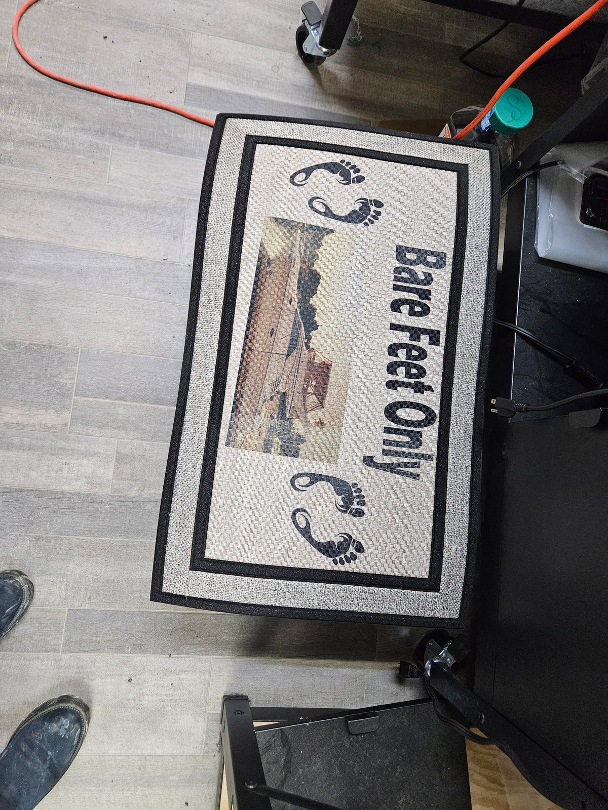 Personalized welcome mat with custom wording, example design by Uniquely Ys